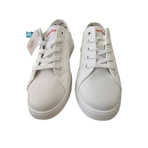 Tommy Bahama Women US Sz 8.5 Wht CanvasSneaker Floral Embroidery PawPrint Lining